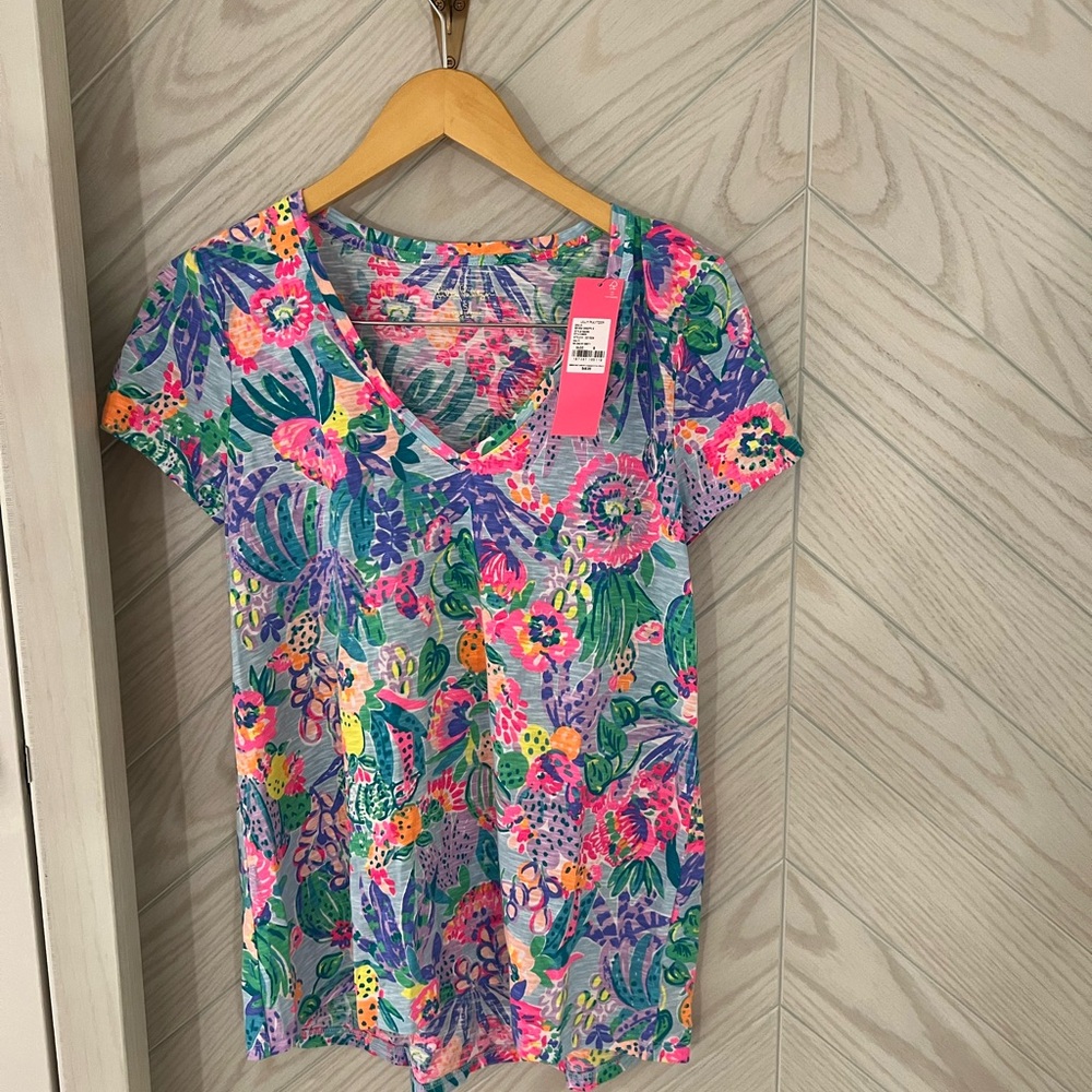 Lilly Pulitzer Pink and Blue Short Sleeve T-Shirt